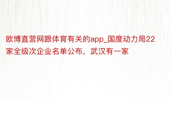 欧博直营网跟体育有关的app_国度动力局22家全级次企业名单公布，武汉有一家