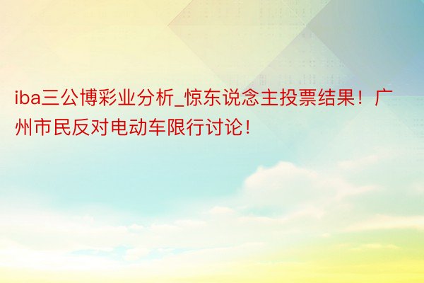 iba三公博彩业分析_惊东说念主投票结果！广州市民反对电动车限行讨论！