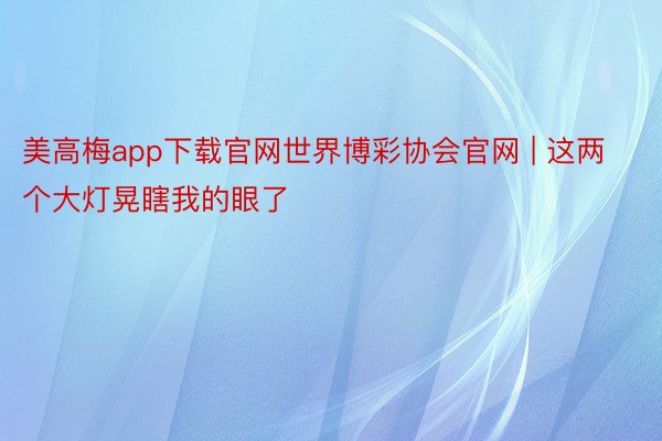 美高梅app下载官网世界博彩协会官网 | 这两个大灯晃瞎我的眼了