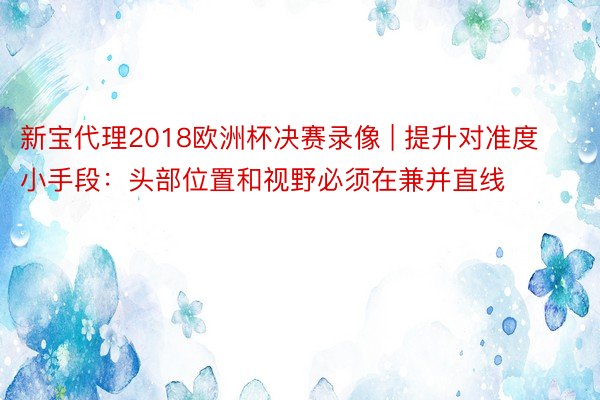 新宝代理2018欧洲杯决赛录像 | 提升对准度小手段：头部位置和视野必须在兼并直线